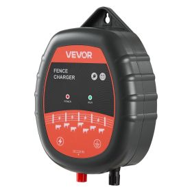 VEVOR Electric Fence Charger, 10kV 1J, AC DC Electric Fence Energizer with LED Indicator, 1.86 Miles Range, Powerful Plug-in Fences Charger