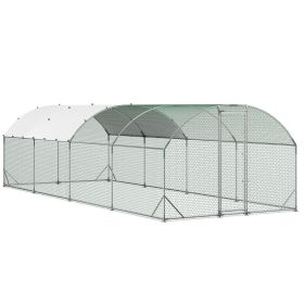 VEVOR Large Metal Chicken Coop, 9 x 25 x 6.6 ft, Walk-in Chicken Run House with Waterproof Cover & Sturdy Frame