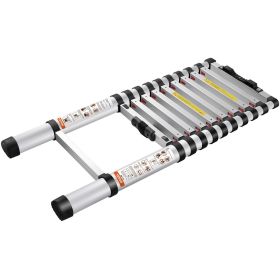VEVOR Telescoping Ladder, 10.5 FT Aluminum One-button Retraction Collapsible Extension Ladder, 375 LBS Capacity with Non-slip Feet