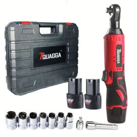 1 Set QUAGGA 12V Cordless Electric Wrench, 45NM High Torque 3/8 Ratchet, Rechargeable High Torque Automotive Repair Angle Stage Truss Installatio